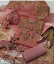 6Pcs Women'sPcs Women's Fancy Organza Embroidered Suit