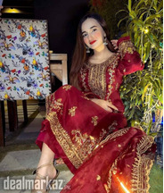 3 Pcs Fancy Organza Stitched Suit #507
