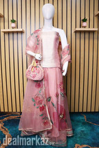 Tea Pink Lehenga Choli with Potli Bag - MJ by Madiha Jahangir