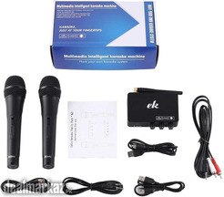 EK K2 USB Wireless Audio FM VHF Multimedia Kara OK Player With Mic 230