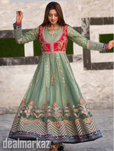 2 Pcs Women's Stitched Fancy Organza Embroidered Maxi