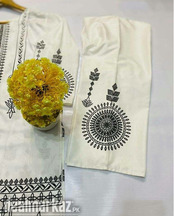2 Pcs Women's Stitched Linen Block Printed Suit