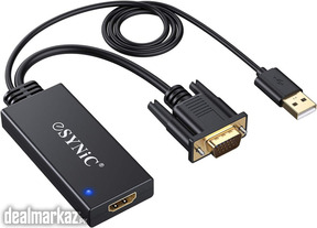 eSynic VGA to HDMI Converter, Gold Plated Connectors, Supports 1080p R