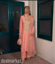 3 Pcs Women Unstitched Fancy Kattan and organza suit