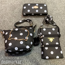 3 Pcs Black Polka Purse Set - Free Home Delivery ????