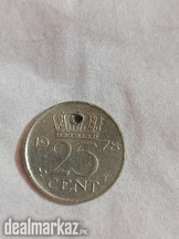 Old Coin Netherlands 25 Cent, Year 1978
