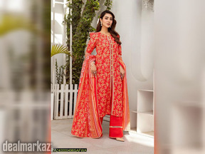 Safwa Rsv 19 Rasberry Doria 3-Piece Printed Unstitched Lawn Suit.