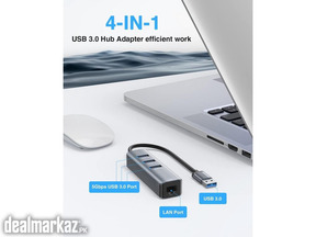 USB 3.0 to Ethernet Adapter, Cakitte 3 Ports USB 3.0 Hub with 1000M RJ