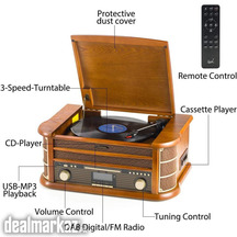SHUMAN MC-250DBT Turntable Gramophone Bluetooth Cassette CD