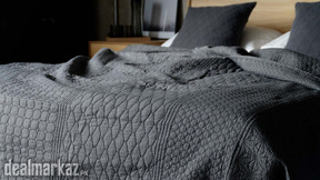 Dark Grey Embroidered Bedspread Pattern