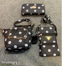 3pcs black Polka Dot Purse Set