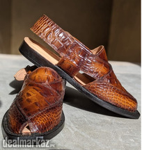 Mustard crocodile leather kheri chappal
