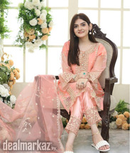 خواتین کے سلے ہوئے آرگنزا کڑھائی والا سوٹ- منفرد ڈیزائن