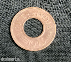 India, 1 Pice, 1943 Random Year GeorgeVI , XF Condition, Bronze Coin