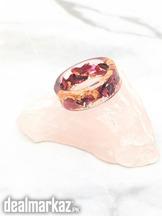 Rose Petal and gold flakes resin ring