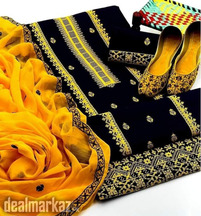 تھری پی سیز خواتین کا سوٹ کاٹن کڑھائی والا - خوبصورت کھخصہ کے ساتھ