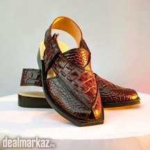 Maroon crocodile leather kheri chappal