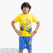 Kids Minions Printed 2 Piece Suit - Yellow and Blue