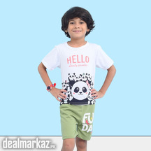 Kids Panda Printed 2 Piece Suit - White & Green
