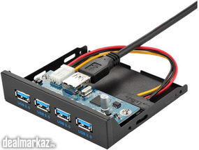 4 Ports USB 3.0 3.5 Inch Metal Front Panel USB Hub 15Pin SATA Power Co