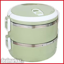 2 Layer Round Shape Vacuum Lunch Dinner Tiffin Box
