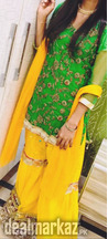 Mehndi suit short shirt and sharara