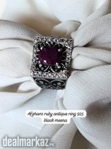 afghan ruby stone silver ring 925