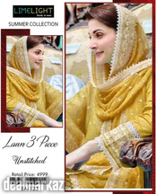 3 piece women unstiched lawn embroidered suit with free delivery