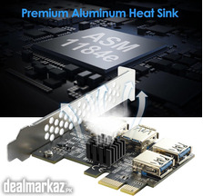 PCI-E 1 to 4 PCI-Express 16X Slots Riser Card - Higher Stability USB 3