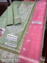 3 Pcs Unstitched Linen Embroidered Suit