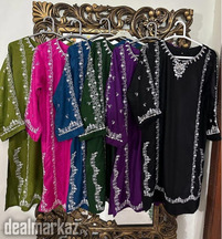 2pc Mirror Work Premium Linen Embroidery Suit