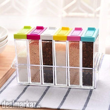 6 pcs Jar Spice Rack Plastic Seasoning Masala Box