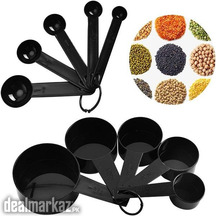 10pcs Plastic Measuring Cup and Spoon Set Black