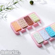 Non-stick Ice Cream Mold with 4 Grids Multi Pattern Pop-sicle Tray Mou