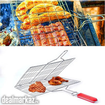 Large Steel Portable Barbecue BBQ Grill Net Basket Roast Grilling Tray