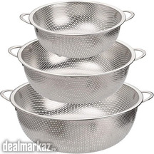 Set of 3 Strainer Fruit Drain Rice Mesh Sifter Colander Food Basket