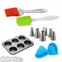 4in1 Deal Silicone Spatuala Brush Set + Silcone Gloves + 6 Slot Muffin