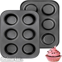 6 Cupcake Baking Pan Carbon Steel Coating Nonstick Muffin Tray