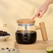 Self Stirring Electric Glass Mixing Mug with Handle & Lid