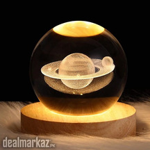 Moon Crystal Ball Night Light with Wooden Base
