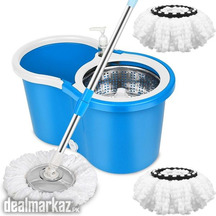 360°Spin Mop 2 Extra Microfiber Mop Replacement Heads Steel Bucket