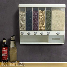 Wall Mounted Grain Dispenser 6 in 1 Kitchen Split Dry Food Container S
