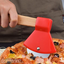 Pizza Cutter Wheel Axe Shaped Stainless Steel Pizza Knife With Bamboo