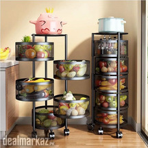 Kitchen Storage Rack with Wheels 5 Layer Carbon Steel Portable Organiz
