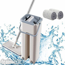 Microfiber Flat Mop with Bucket Cleaning Squeeze Hand Free Floor Mop