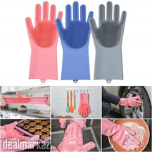 Magic Silicone Dish Washing Gloves for Kitchen Dishwashing and Pet Gro