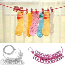 Elastic Laundry Line Clothes Lines Adjustable Rope with 12pcs Clothes