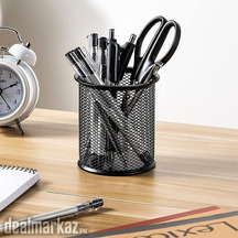 Black Single Round Mesh Metal Pen Pencil Holder Organizer for Home Off