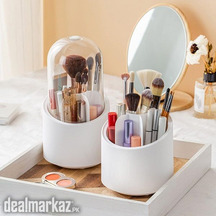 360° Rotating Makeup Brush Holders Transparent With Lid Vanity