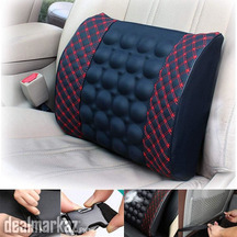 Car Lumber Support Cushion With Massage Embroidery Red